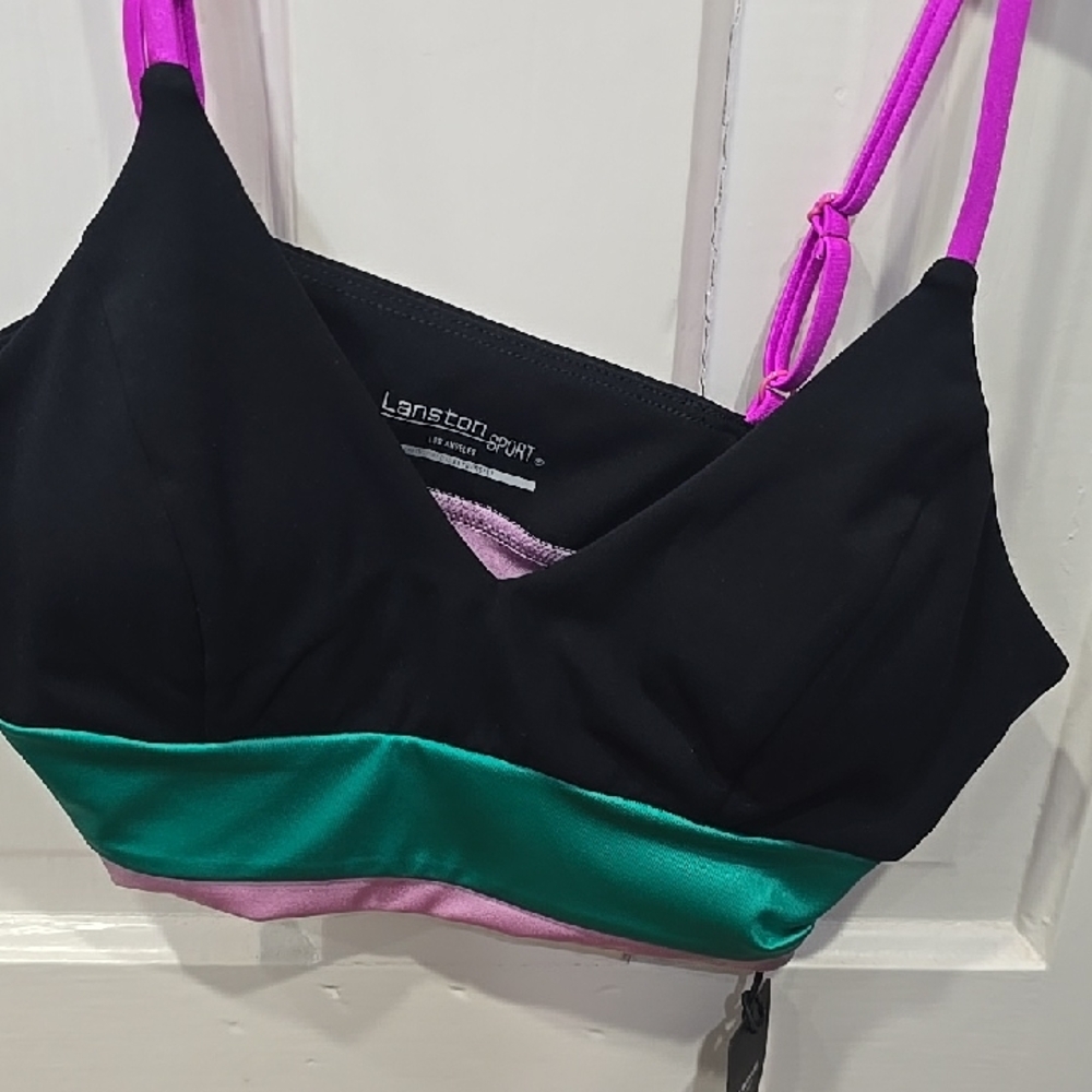 Langston Women's Colorblock Bralette - Black, Green, Pink